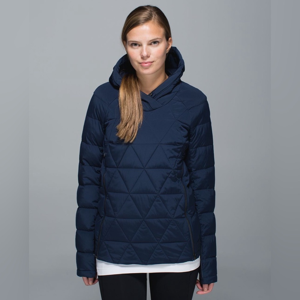 Lululemon Fluffed Up Primaloft Goose Down Filled Navy Pullover Inkwell SZ‎ 4
